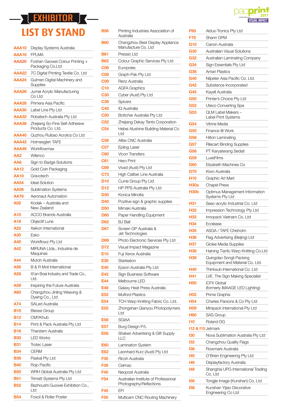 PacPrint Exhibitor Listing